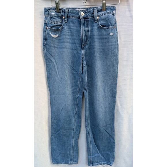 Paige Womens Noella High Rise Relaxed Straight Leg Jeans Sz 25 Distressed Azelea - Picture 1 of 9
